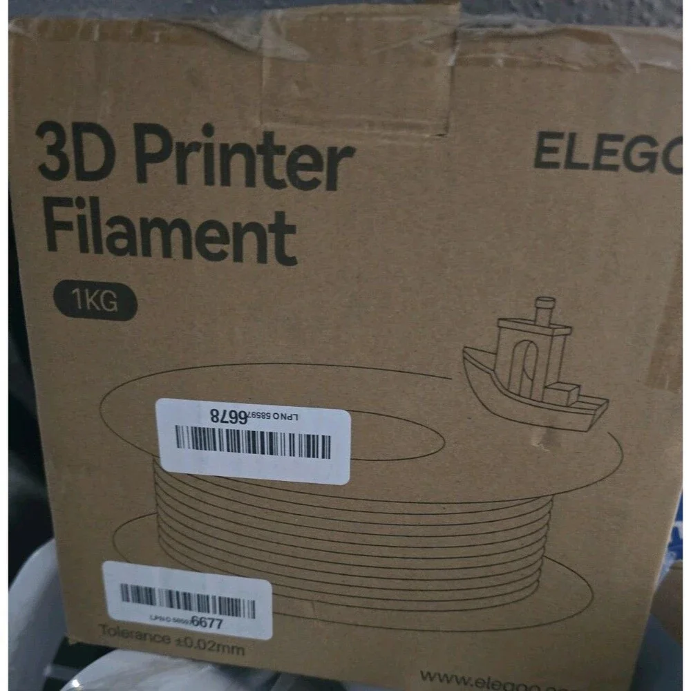 ELEGOO PLA 3D Printer Filament 1.75mm ±0.02 White 1kg Spool MPN 6678 6677